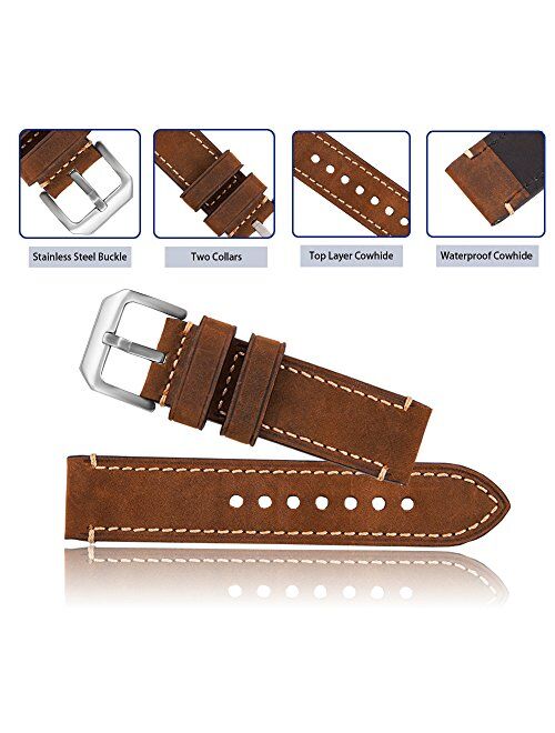 Watch Bands for Men18mm 20mm 22mm 24mm 26mm Panerai Leather Replacement Watch Strap Suitable for Traditional High-end Watch Accessories or Sports Fashion Smart Watch