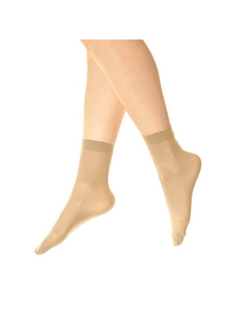 Angelina Nylon Ankle Hosiery 40D Sheer (6-Pairs)