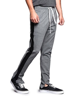 G-Style USA Men's Side Stripe Ankle Zip Drawstring Premium Trackpants