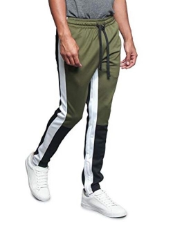 G-Style USA Men's Side Stripe Ankle Zip Drawstring Premium Trackpants