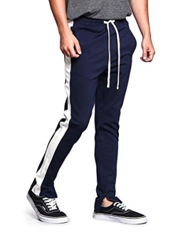 G-Style USA Men's Side Stripe Ankle Zip Drawstring Premium Trackpants