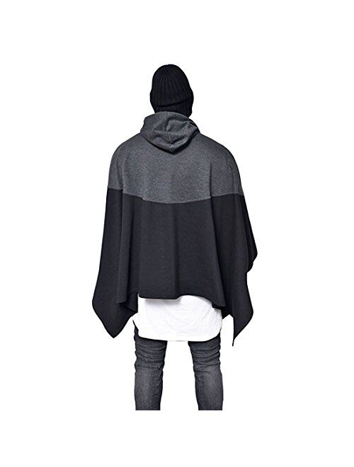 Mens Irregular Loose Bat Sleeves Oversized Plus Size Hooded Poncho Cloaks Casual Pullover Hoodie Cape Coat Tops