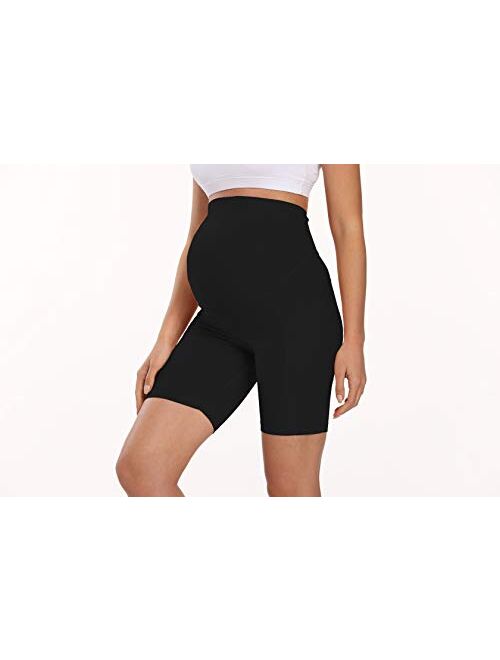 Foucome Women's Maternity Over The Belly Active Lounge Comfy Yoga Short Workout Running Athletic Non See-Through Yoga Shorts