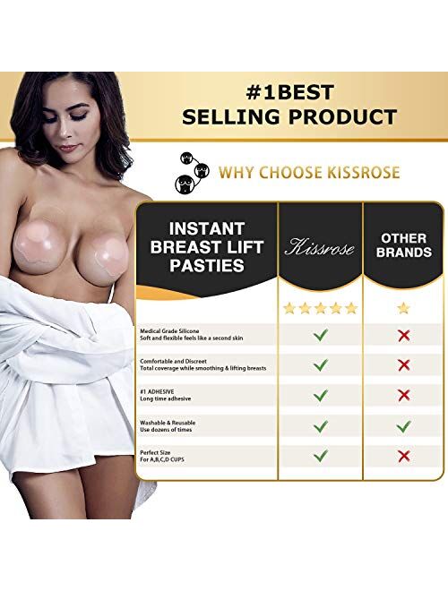 Nippleless Covers, Breast Lift Tape, Silicone Breast Lift Pasties 4.3inch Diameter (1 Pair Flower)