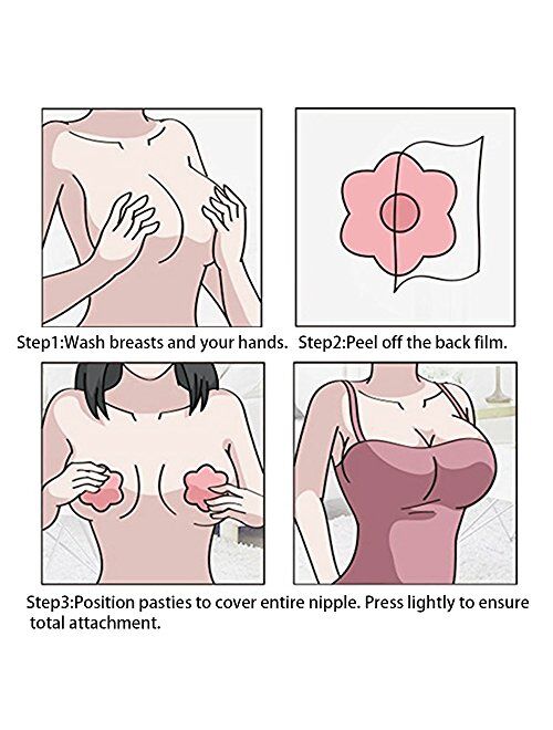 Nipple Breast Covers, Sexy Breast Pasties Adhesive Bra Disposable (20 Pairs Flower/2 Round)