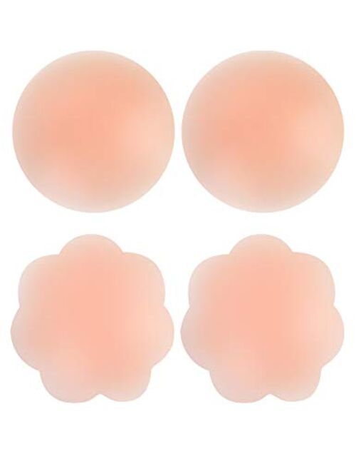 2 Pairs Pasties for Women Nipple Covers Reusable Adhesive Silicone Covers Round Pasties