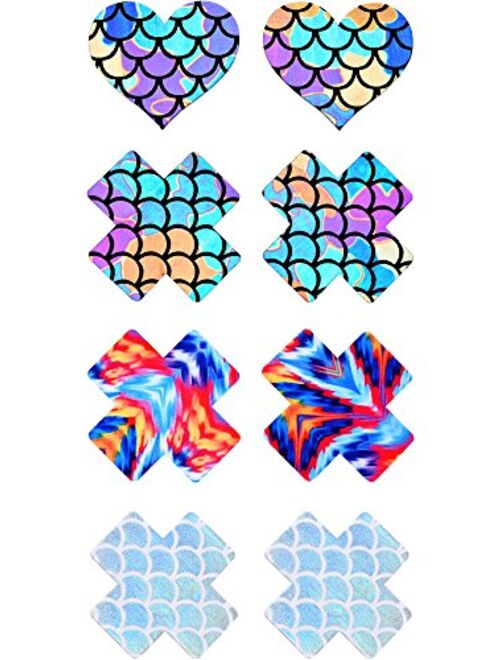 SATINIOR 15 Pairs Nipple Covers Disposable Pasties Self Adhesive Breast Nipple Cover, 4 Shapes