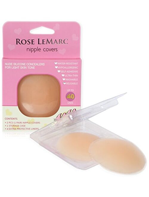 Rose LeMarc Essentials Reusable Self-Adhesive Invisible Silicone Nipple Covers for Light Skin Tone