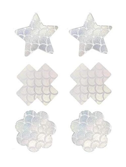 Ypser 6 Pairs Nipple Covers Disposable Pasty Self Adhesive Satin Bra Pad Pasties for Women