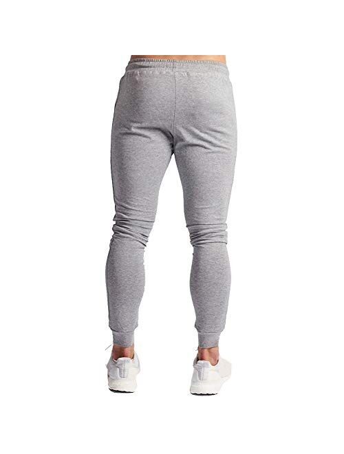 Wangdo Mens Joggers Sweatpants Gym Training Workout Pants Slim Fit with Zipper Pockets 