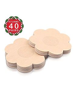 40 Pairs Nipple Covers Disposable, Breast Pasties Comfortable & Sexy, Adhesive Satin Petals Pasties for Women