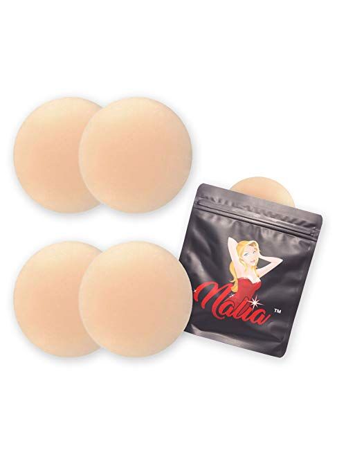 NALIA 2-pairs Ultra-thin Silicone Reusable Nippleless NippleCover Adhesive Pasties for Women