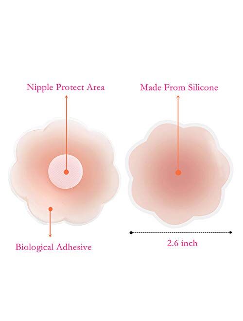 Nipple Covers Reusable with Carry Case, Adhesive Silicone Pasties for Women