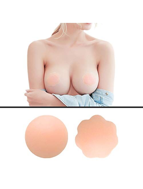 NippleCovers, Silicone Nippleless Cover Reusable Adhesive Bra Breast Pasties (5 Pairs Round)