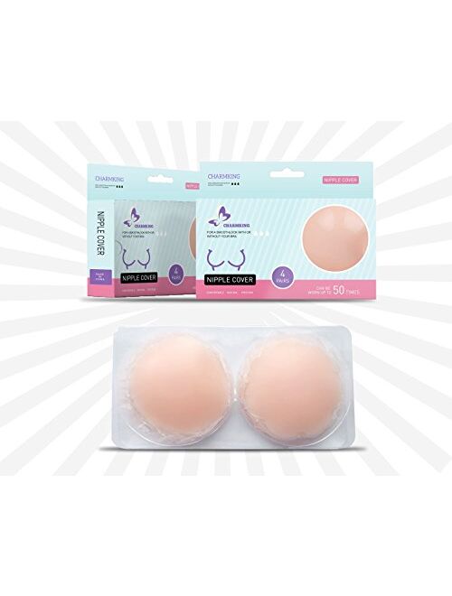 8 Pairs Womens Reusable Adhesive Nipple Covers Invisible Round Silicone Cover