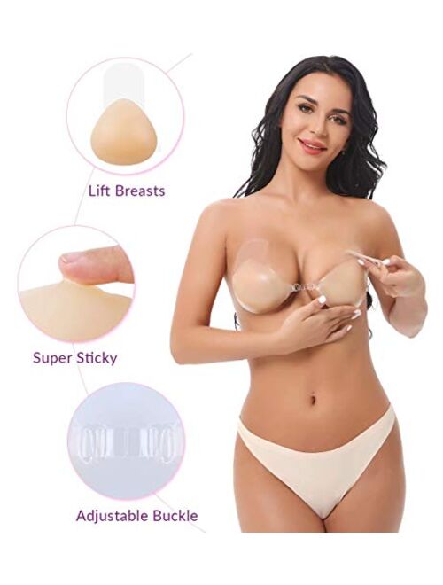 Niidor Breast Lift Petals Silicone Nipplecovers Push up Adhesive Reusable Pasties for Women