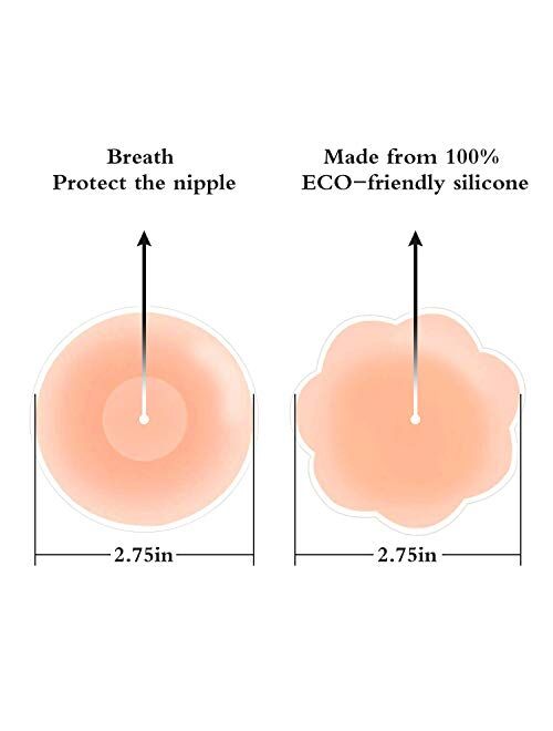 NippleCovers, Silicone Nippleless Cover Reusable Adhesive Bra Breast Pasties (5 Pairs Flower)