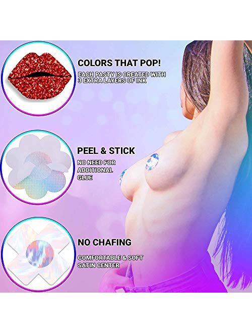 SoJourner Nipplecovers Rave Pasties - Nipple Covers Breast Petals for Women | Disposable Self Adhesive Cover
