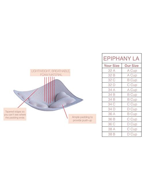 Epiphany LA Women's Push Up Padding Inserts for Swimsuits, Sports Bras, Tops, 1 Set
