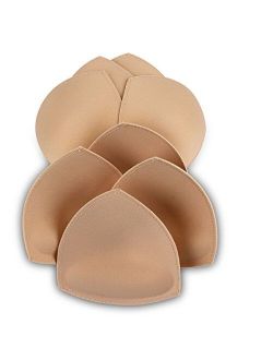 Bra Pad Inserts 4 Pairs,Sermicle Bra Pads Sewn Padded for Sports Bra A/B or C/D,D/E Cup Beige or Black, White Optional