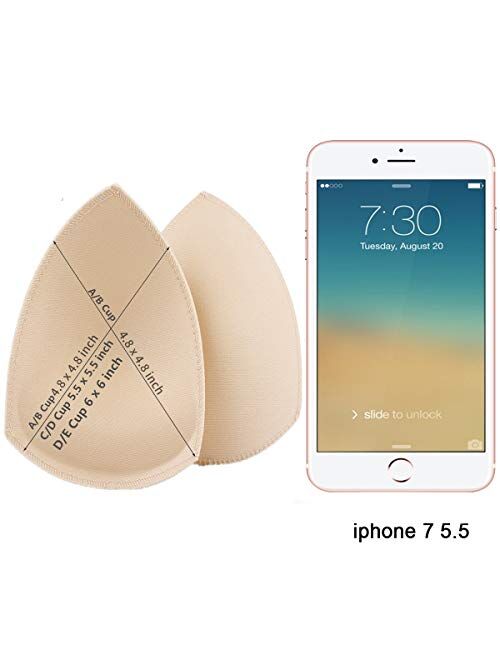 Bra Pad Inserts 4 Pairs,Sermicle Bra Pads Sewn Padded for Sports Bra A/B or C/D,D/E Cup Beige or Black, White Optional