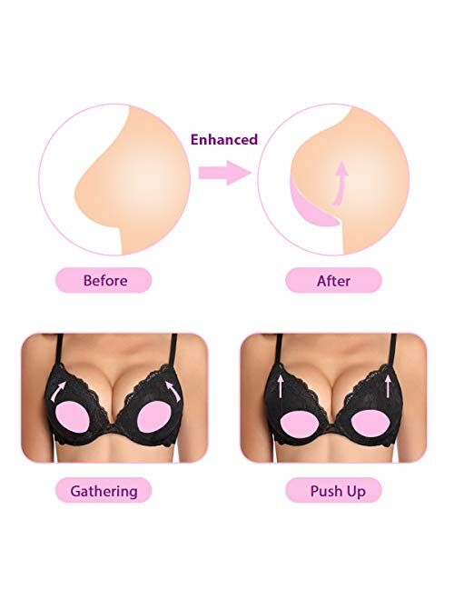 Niidor Silicone Bra Inserts, Clear V-Shaped Breast Enhancers Waterproof Bra Push Up Pads for Bikini Swimsuit