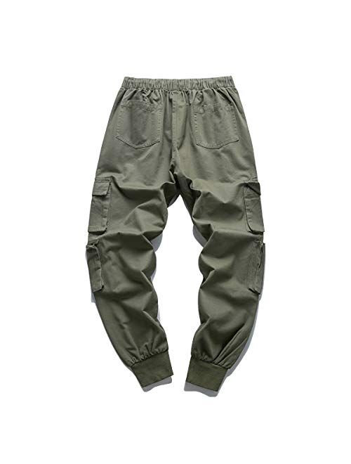 Nantersan Men's Casual Elastic Waist Jogger Pants Cargo Pants Ankle Length Pants
