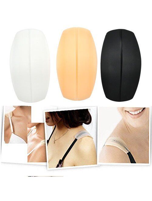 Lady Up Soft Silicone Bra Strap Cushions Holder Non-slip Shoulder Pads Ease Shoulder Discomfort Black Nude White