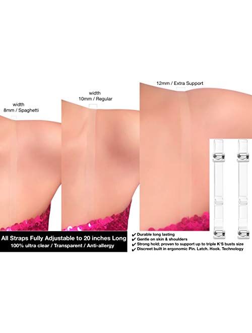 No Sew, No Slip - Clear Bra Straps, Ultra Support, Multiway, by PIN STRAPS
