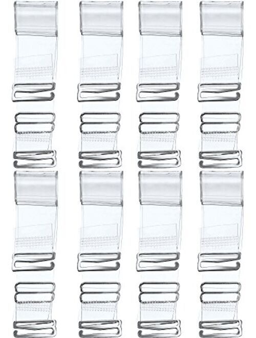 Hestya 8 Pairs Clear Bra Straps, Invisible Soft Clear Replacement Bra Shoulder Straps for Women
