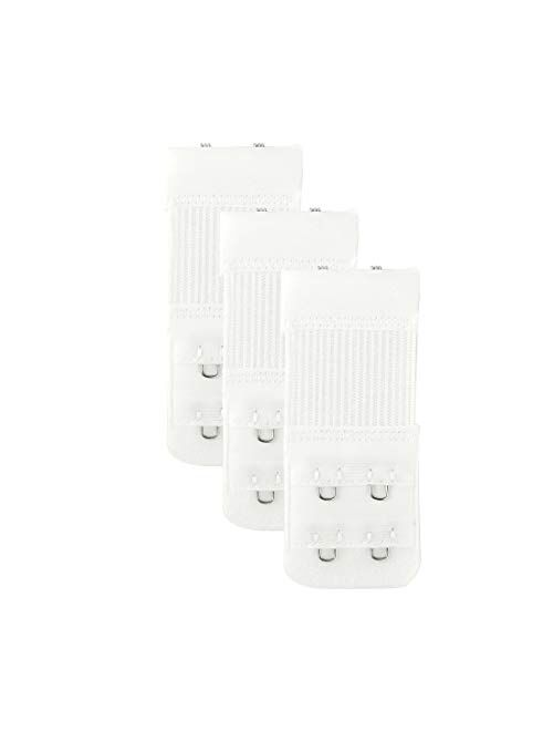 Allegra K Women White 2 Rows Hook and Eye Tape Stretch Bra Strap Extenders