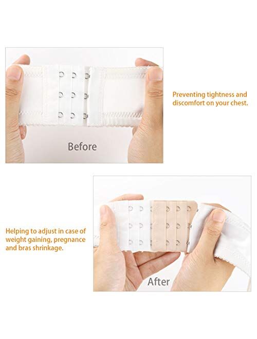 Allegra K Women White 2 Rows Hook and Eye Tape Stretch Bra Strap Extenders