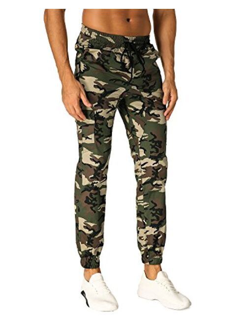 MODCHOK Men's Jogger Pants Camo Cargo Trousers Camouflage Sports Twill Drawstring Casual Chino Sweatpants