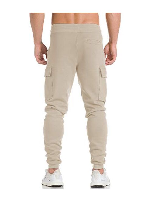 Ouber Men's Cargo Joggers Gym Pants with Zippered Pockets