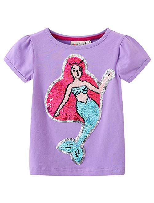 HH Family Glitter Flip Sequin Girl's T-Shirt Top Short/Long Sleeve, Fleece Jacket, Leggings 3-14 Years