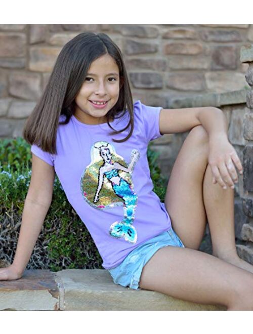 HH Family Glitter Flip Sequin Girl's T-Shirt Top Short/Long Sleeve, Fleece Jacket, Leggings 3-14 Years