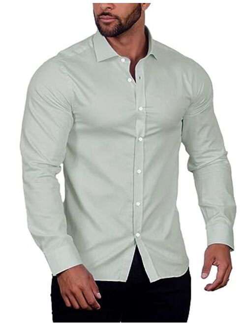 COOFANDY Men's Muscle Fit Untucked Shirts Fashion Dress Shirt Long Sleeve Casual Button Down Shirt