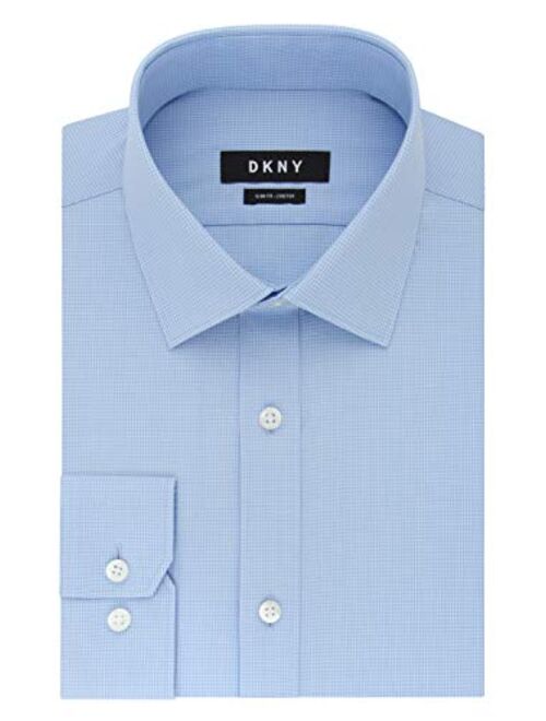 DKNY Men's Dress Shirt Slim Fit Stretch Check