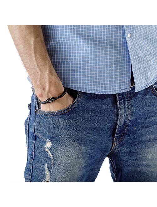 Wind Passion Stainless Steel Magnetic Clasp Durable Rope Cord Unisex Bracelet for Men Women