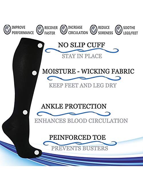ACTINPUT Women& Men Compression Socks for Nurse,Medical,Running,Athletic (8 pairs) 15-20mmHg Knee High Socks
