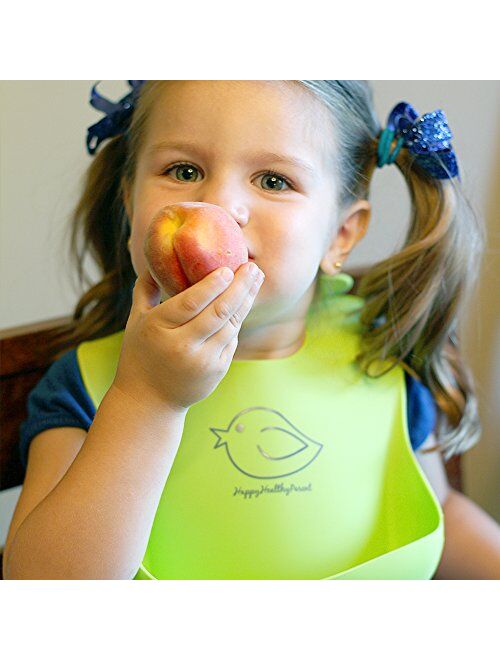 Silicone Baby Bibs Easily Wipe Clean - Comfortable Soft Waterproof Bib Keeps Stains Off, Set of 2 Colors