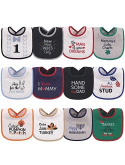 Baby Unisex Cotton Terry Drooler Bibs with Fiber Filling