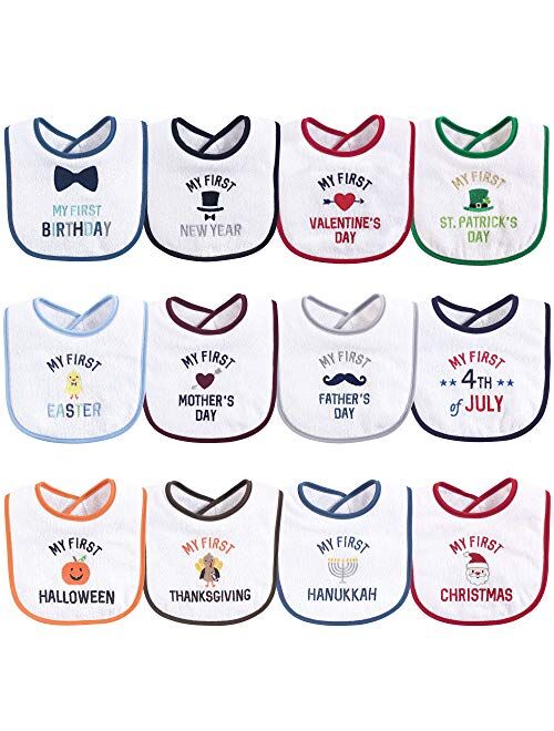 Hudson Baby Unisex Cotton Terry Drooler Bibs with Fiber Filling