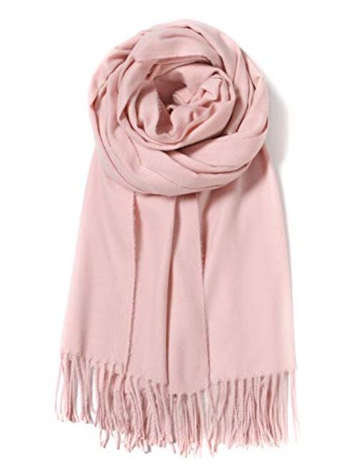 Cindy & Wendy Large Soft Cashmere Silky Pashmina Solid Shawl Wrap Scarf for Women