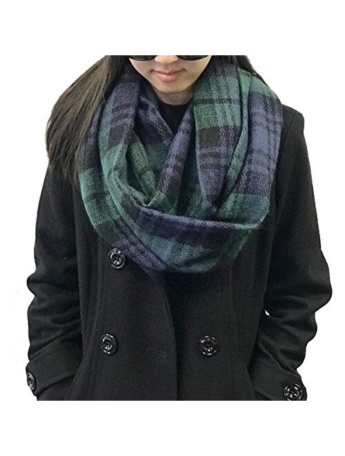 Wrapables Unisex-Adult's Plaid Print Infinity Scarf and Beanie Hat Set