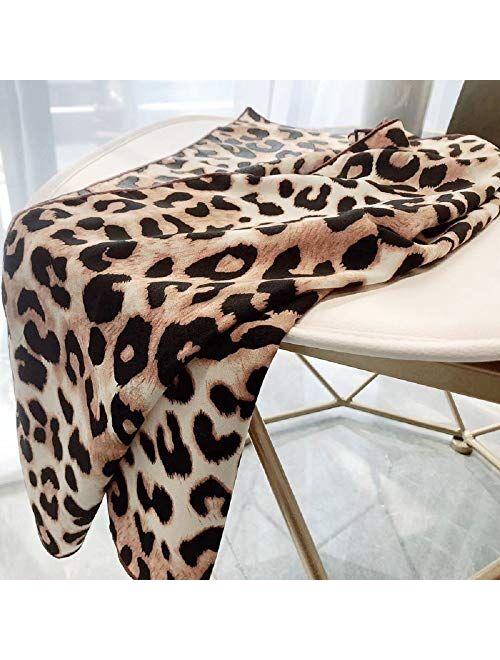 QUARKERA Leopard Print Hair Scarfs Cheetah Bandana Animal Neck Scarves for Women