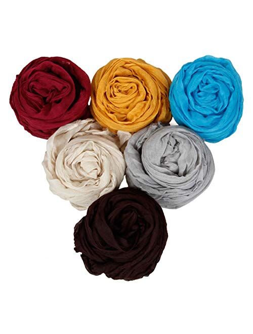 BMC Womens Fancy Crinkle Shawl Scarf Fashion Cotton Scarves Mixed Solid Color Lot