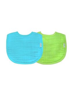 Green Sprouts Muslin Bibs Made from Organic Cotton (2 Pack)| 4 Absorbent Layers Protect from sniffles, Drips, drools | 100% Organic Cotton Muslin, Adjustable snap Closure