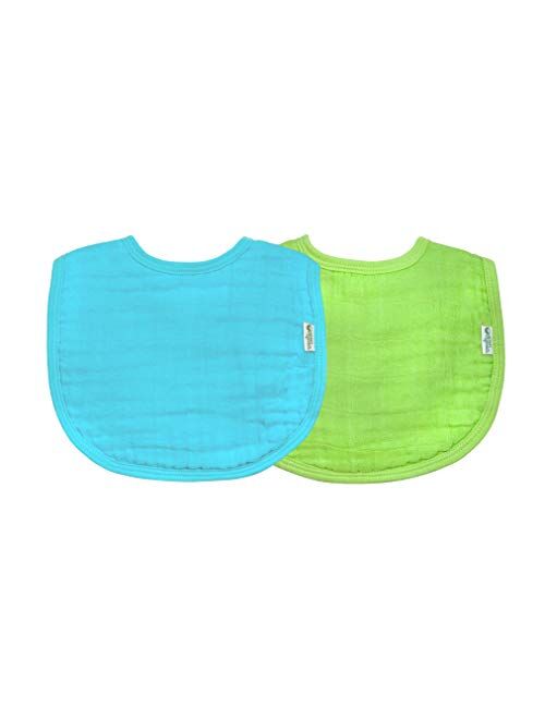 Green Sprouts Muslin Bibs Made from Organic Cotton (2 Pack)| 4 Absorbent Layers Protect from sniffles, Drips, drools | 100% Organic Cotton Muslin, Adjustable snap Closure