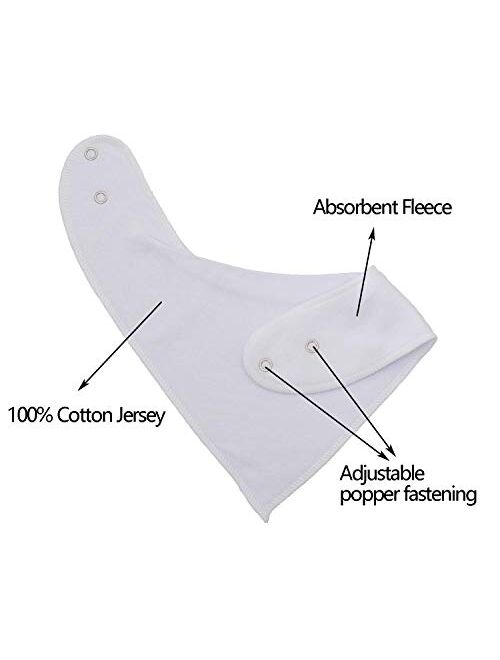 Cotton White Bandana Drool Bibs for Baby Girl Boys for Drooling and Teething for 8 Pack